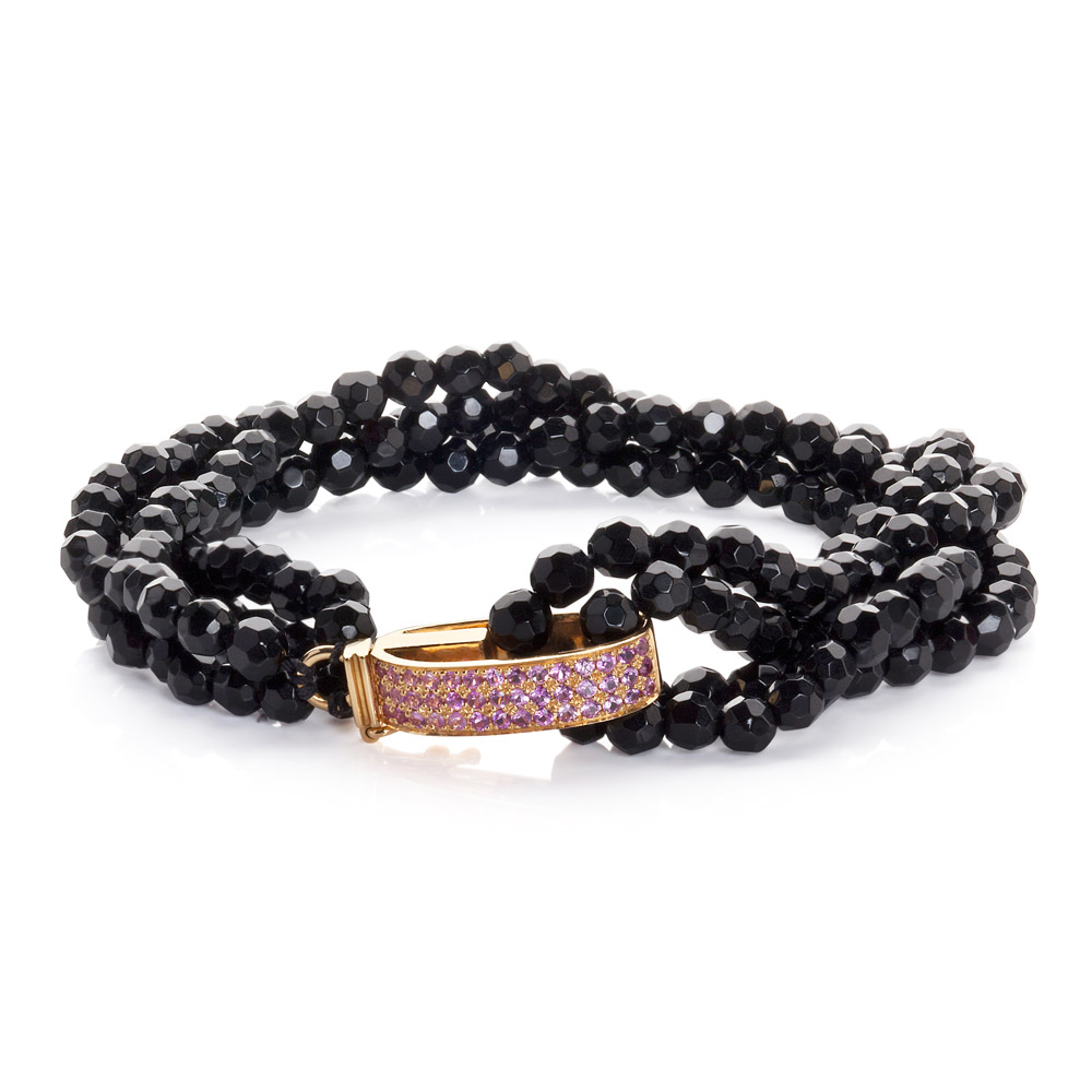 Dream Bracelet – Pink Sapphires And Onyx 18k Gold