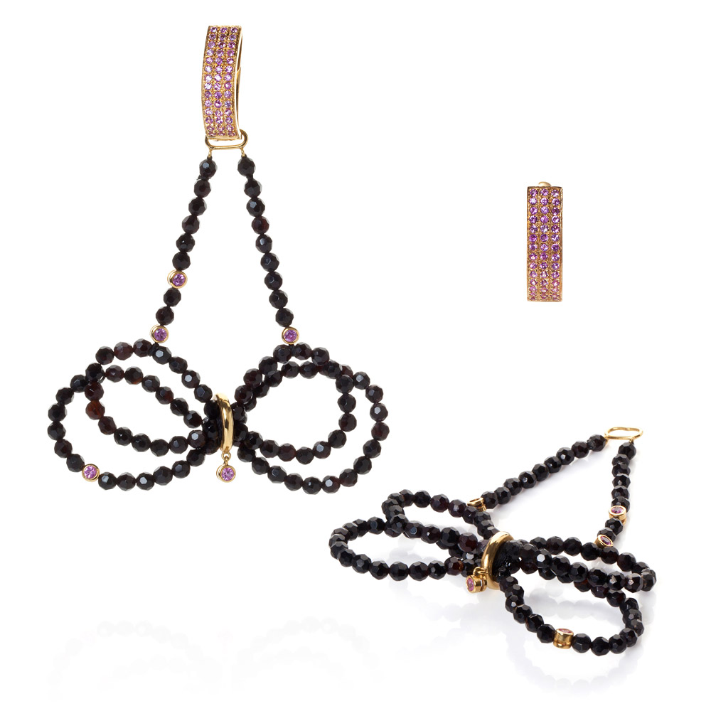 Dream Earrings – Pink Sapphires And Onyx 18k Gold