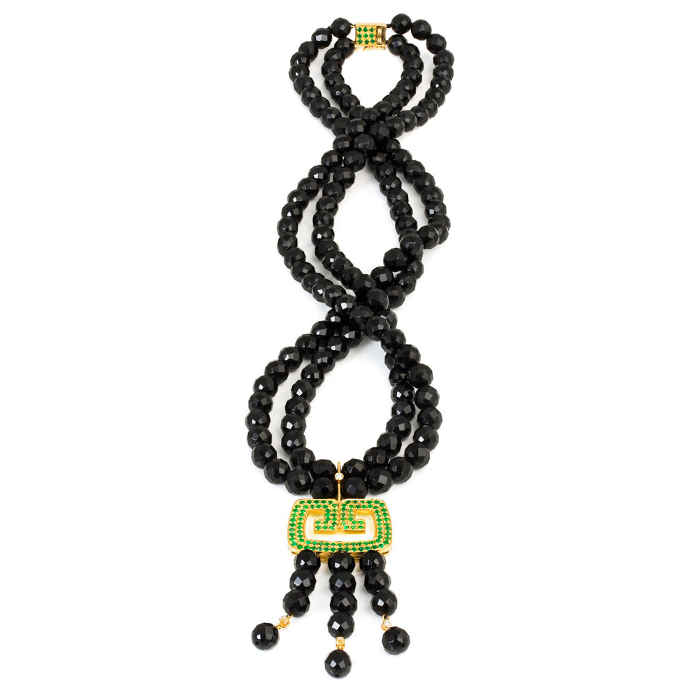 Hidden Dragon Necklace – Emeralds And Onyx 18k Gold