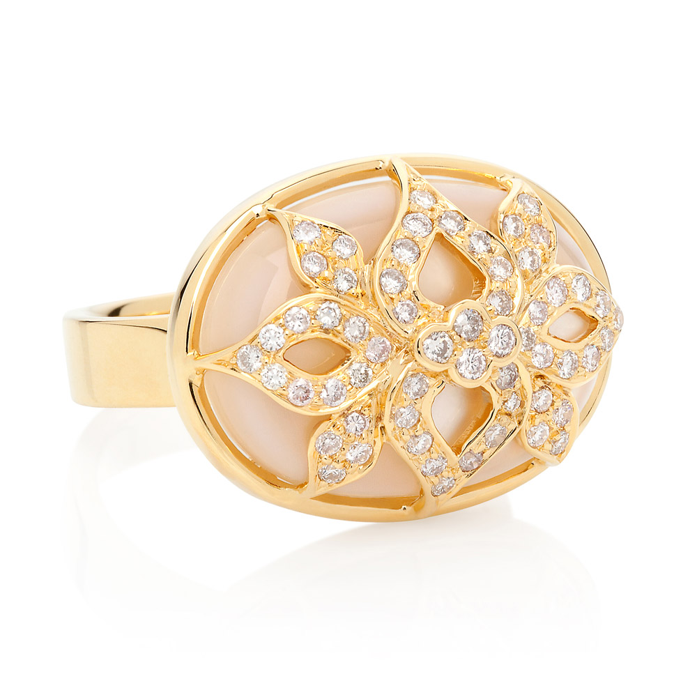 Shimmer Ring – Pink Diamonds And Mother-of-pearl 18k Gold