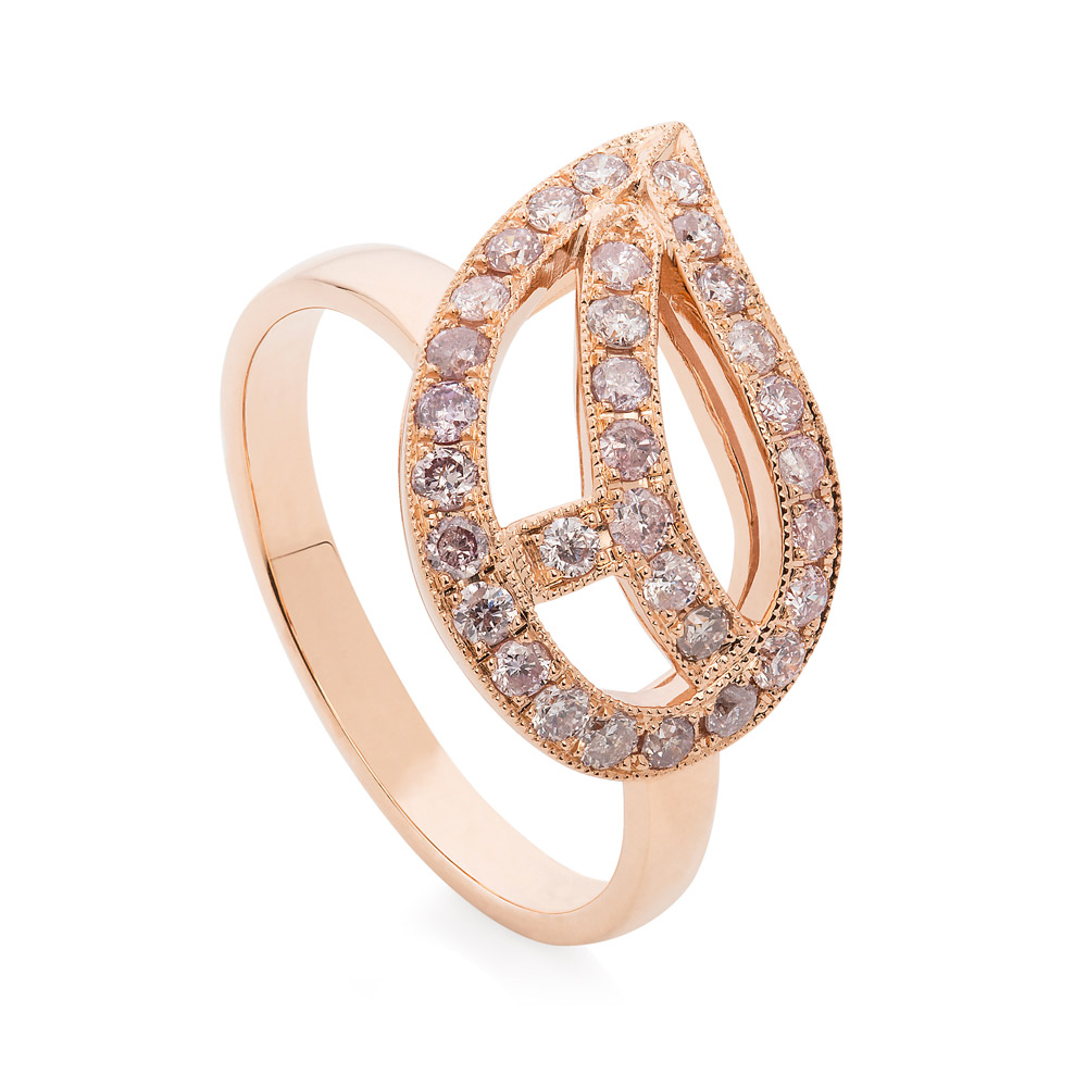 Diamond Leaf Ring – Pink Diamonds In 18k Rose Gold
