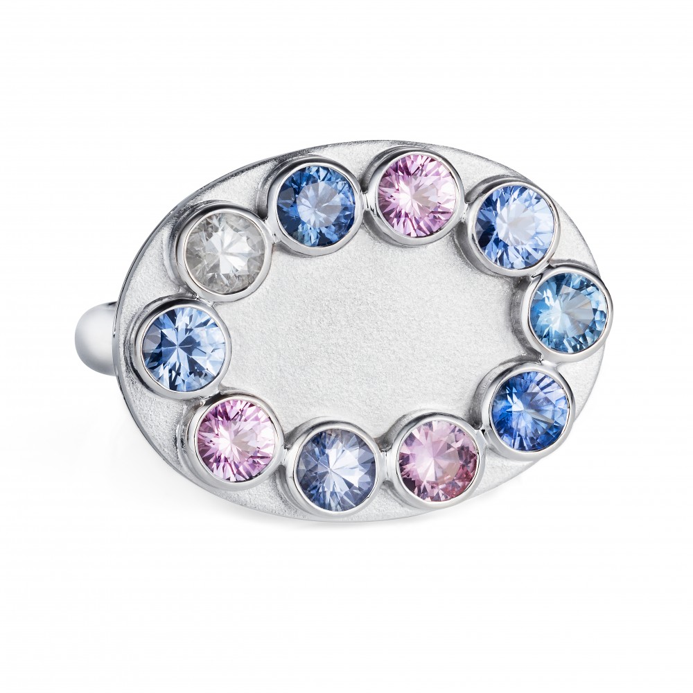 Wish Ring – Fancy Sapphires In18k White Gold
