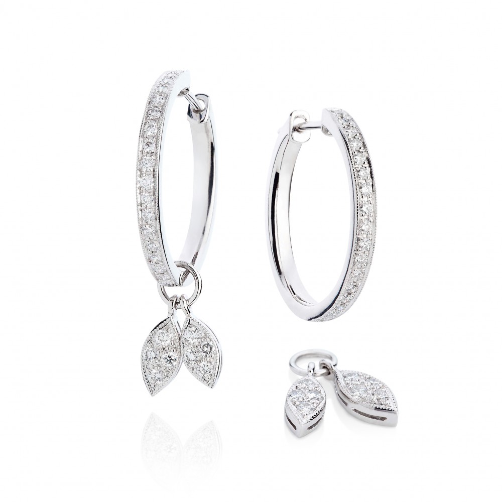Diamond Leaf Earrings – Diamonds In 18k White Gold