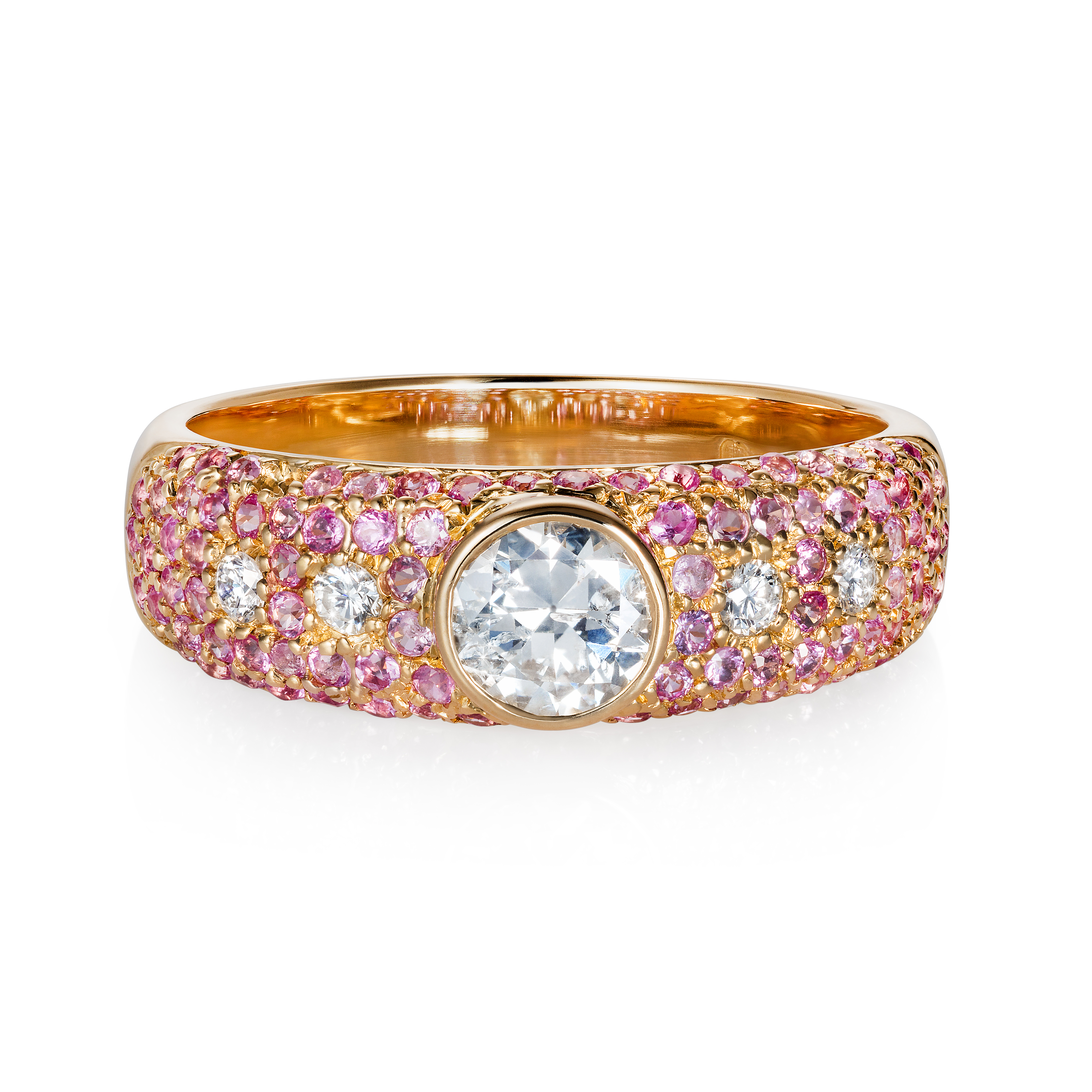 Bespoke Bridal – Diamond And Pink Sapphire 18k Gold Ring