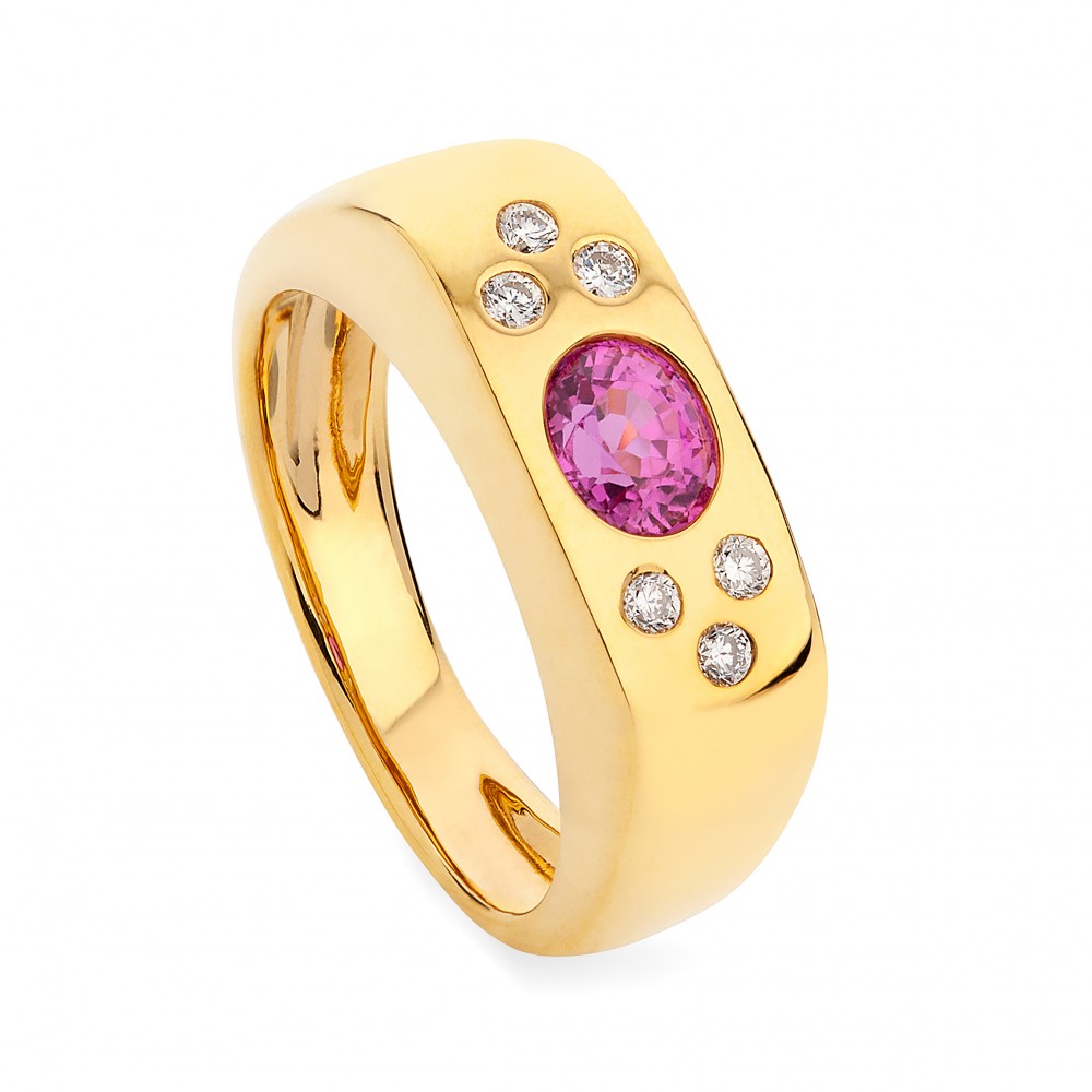 Happy Ring – Vibrant Pink Sapphire And Diamonds In 18k Gold